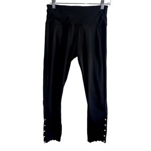 Women's Varley Scallop Trim Reflective Black Cropped Leggings Small